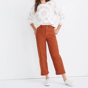 Madewell Slim Emmett Wide-Leg Crop Pants in Orange